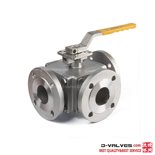 Stainless Steel 150lb T/L Port 3 Way Flanged Ball Valve with ISO5211 High Mounting