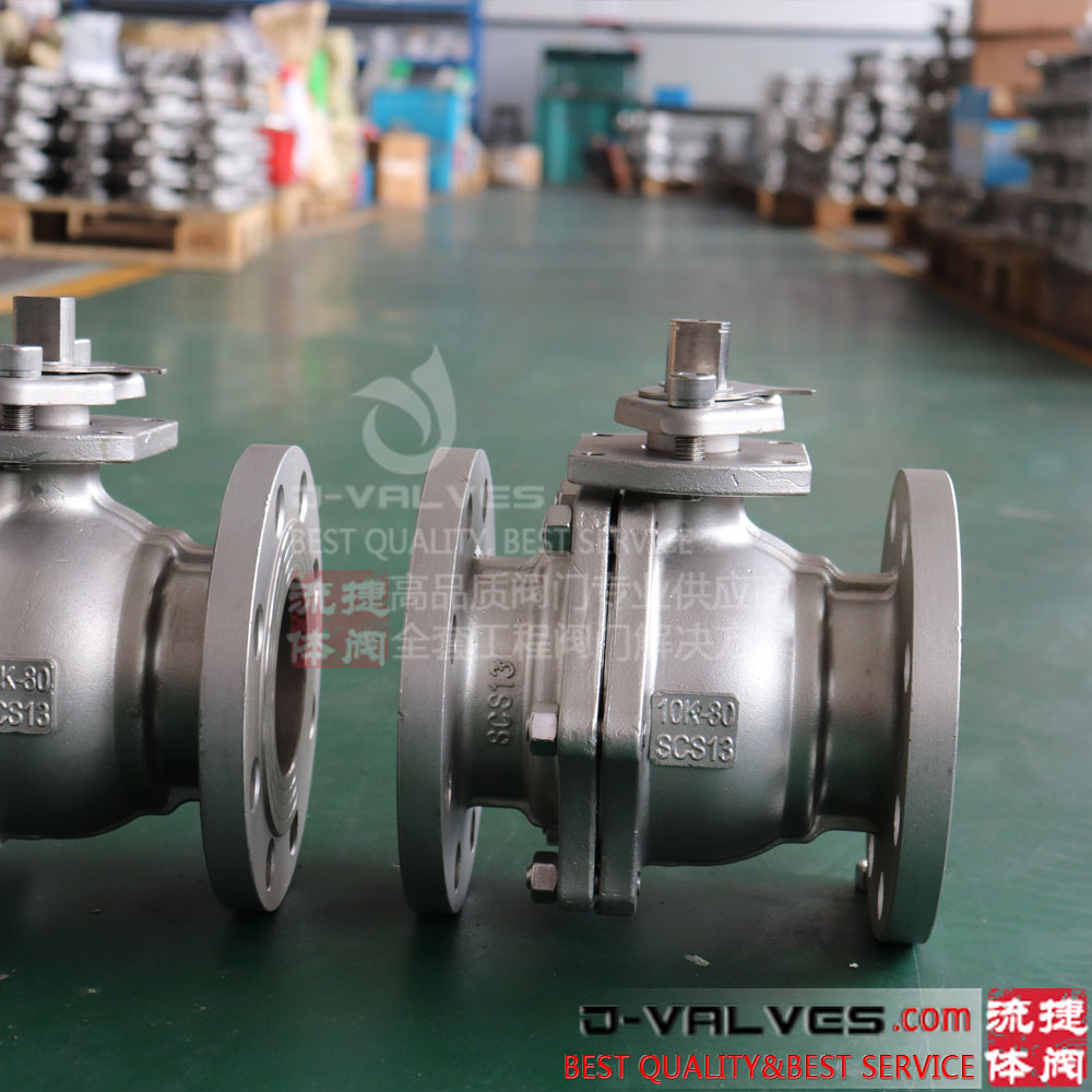 JIS 10K 2PC Flanged Stainless Steel Ball Valve with Direct Mounting Pad