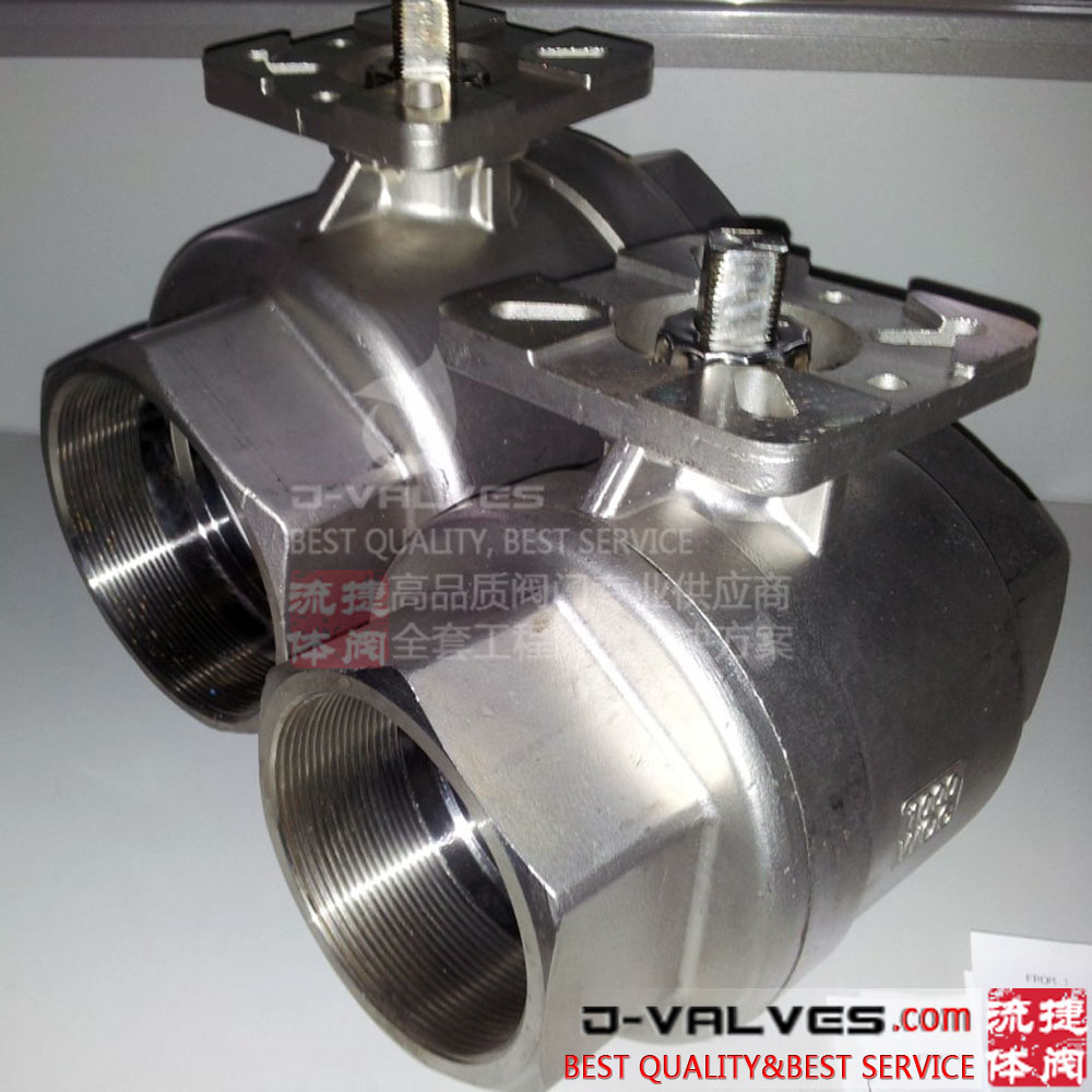 2PC Female Threaded Stainless Steel Ball Valve with ISO Mounting Pad
