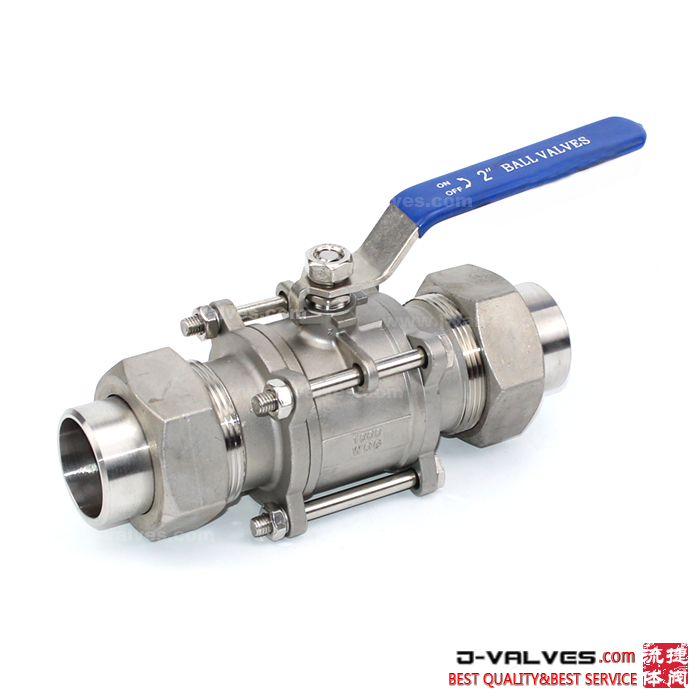ISO Ce Union Welding Stainless Steel 3PC Floating Ball Valve