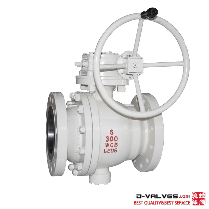 API6D 300LB 2PC Cast Steel Full Bore Flanged Type RF Trunnion Mounted Ball Valves With Gear