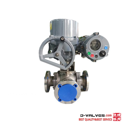 Electric Stainless Steel Flanged Type 3-way Ball Valve