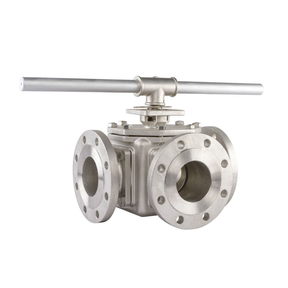 Pneumatic Stainless Steel 3-way Flanged Ball Valve